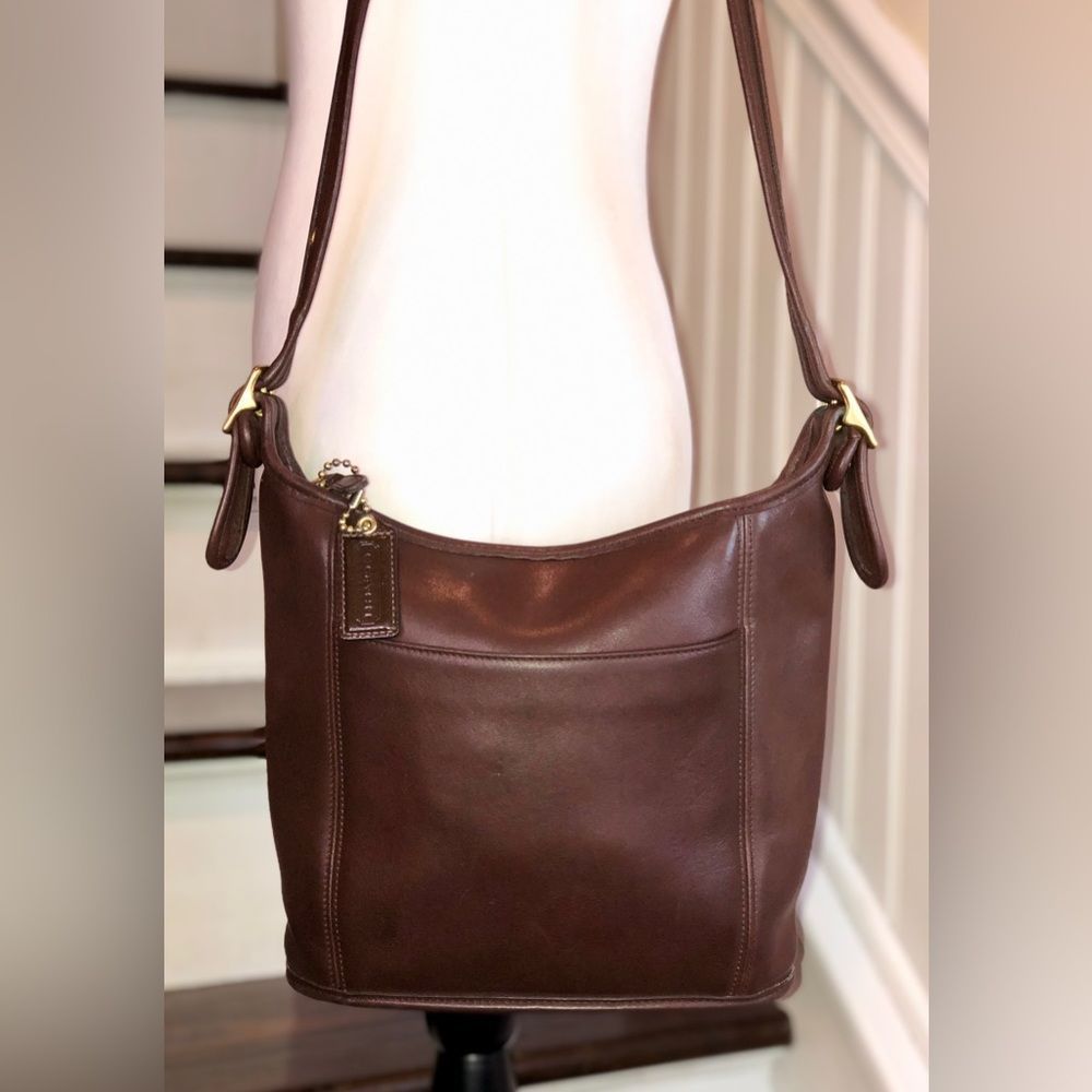 COACH Bleeker Brown Leather Bucket Duffle Feeder Crossbody Shoulder Bag 9816 - Picture 1 of 16